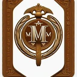 letter M, laurel wreath, roman style