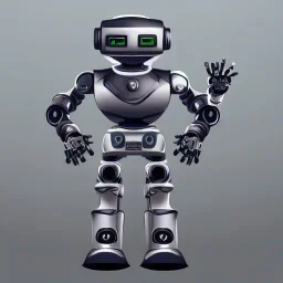 A a small realistic and nice looking robot infront of a clean background.