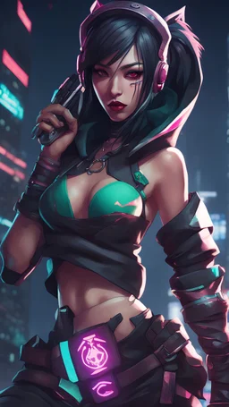 Akali from league of legends in cyberpunk