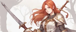 Teenaged Female Red haired kitsune paladin/bard