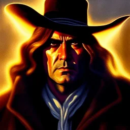 Ultra detailed fullbody Portrait+zoomout in oil on canvas of The Saint of Killers villain ,extremely detailed digital painting, extremely detailed face,crystal clear Big Glowing eyes, mystical colors ,perfectly centered image, perfect composition, rim light, beautiful lighting, 8k, stunning scene, raytracing, anatomically correct, in the style of robert e howard and Ken Kelley and Ohrai Noriyoshi and Simon Bisley and tomzj1