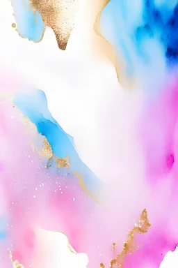 abstract watercolor, pink and blue, gold, watercolor