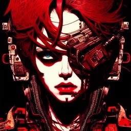 beautiful punk girl, hyper detailed, hyperdetailed, intricately detailed, illustration by <kilian eng> <Yoji Shinkawa>, darkred tones,