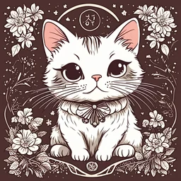 A greeting cat, Vector Illustation, line stamp, kawaii