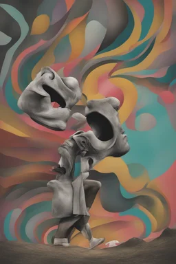 2 faceless person's laughing, surrealism