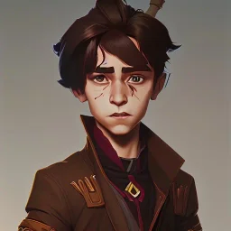 Portrait of a handsome brown haired little warlock kid by Nick Harris