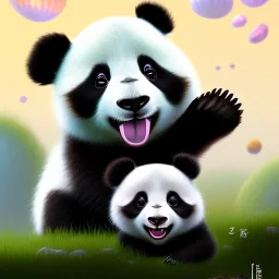 cute baby panda, by pixar