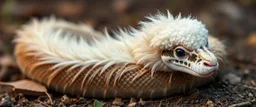 long fluffy slinky ahow snake with a sheeps head