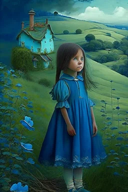 Once upon a time, in a small village nestled between rolling hills and lush green fields, there lived a curious teeneage girl named Lily. She was wears blue dressan imaginative child with an insatiable desire for adventure.