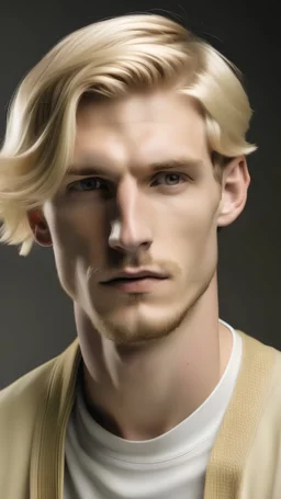 Model man using middle part haircut with blonde color hair
