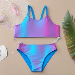 Glittery pastel rainbow two piece swimsuit