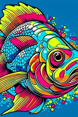 beautiful fish in pop art style