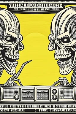 Banner for the Facebook page of a metal radio show where a radio host and a radio host stared at each other.