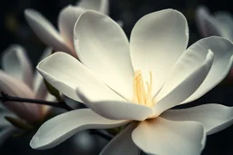 Melancholic, ultra-realistic vintage photograph of a The magnolia, atmosphere of quiet sadness and timeless beauty, cinematic, hyper-detailed, emotional and mesmerizing, bloom, aesthetic photo