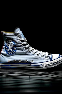 A converse sneaker, covered in Dallas cowboys theme