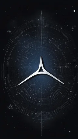 [contemporary art by mounir fatmi] Star Trek logo over the dark space with mathematical formula and constellations