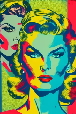 Strong women painted portrait from the 50s feminism pop art