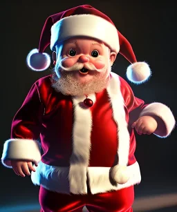 Santa toddler, full body, dramatic lighting, hyper realistic