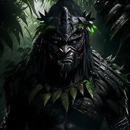 the dark jungle warrior, ultra realistic