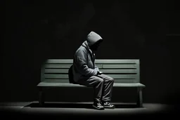 man sitting on a bench in the street