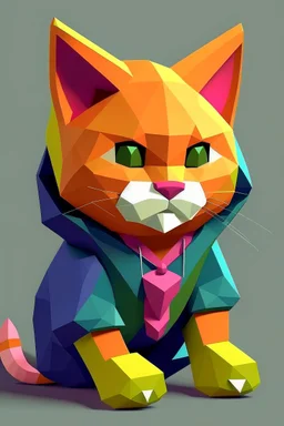 low poly with easy basic shapes nintendo64 character of a happy cat in a hoodie with retro game on the hoodie