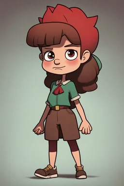 персонаж из вселенной Гравити Фолз, Персонаж женского пола, спортивного телосложения и низкого роста. Цвет кожи персонажа — капучино. Волосы персонажа покрашены в рыжий цвет, зачесаны назад. По текстуре волосы персонажа пушистые. У персонажа есть короткая челка. Глаза у него/нее зелено-карие. Персонаж носит одежду в стиле гаучо. Слово для вдохновения образа персонажа (тут вообще все) — ручей.