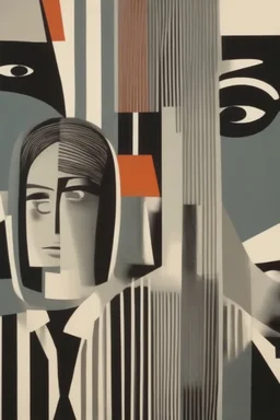the futile attempt to tether the unpredictable winds of the future; a surreal mashup of the styles of Gerd Arntz and Tomma Abts