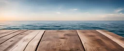 Wooden table on the background of the sea