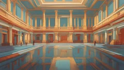 Palace, government palace, interior space, 1900 AD, Vector, Digital Painting, Vector, flat color, Vector Art