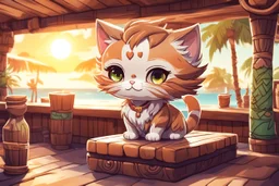 cute chibi cat in the tiki bar in sunshine