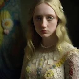 Knitted wedding dress, dakota fanning, autochrome