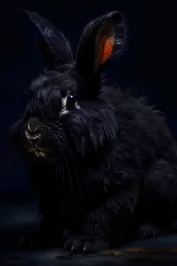 Bear + boar + rabbit hybrid, black, photograph