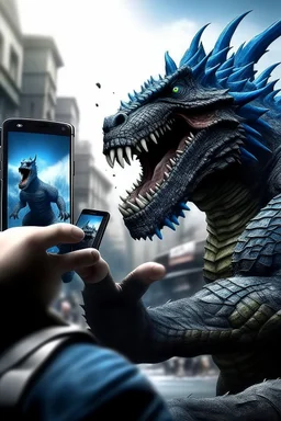 Samsung phone fighting godzilla