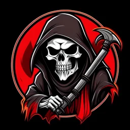 generate grim logo with reaper theme in cartoon style, very small size
