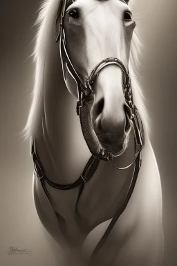 full Closeup portrait of a lipizzaner horse, smooth soft skin, soft lighting, detailed face, concept art, digital painting, looking into camera, hyper realistic with fine details