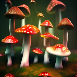 psychedelic mushrooms with fur texture, photography, psychedelic forest background