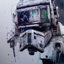 photorealistic at-at pilot helmet with weathered painting , illustration on coarse canvas by <agnes cecile> and <Yoji Shinkawa>, ornate and intricate details , soft smooth lighting, ultra detailed concept art,