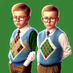 peter billingsley chubby 10 year old with glasses, soap bar, argyle sweatervest