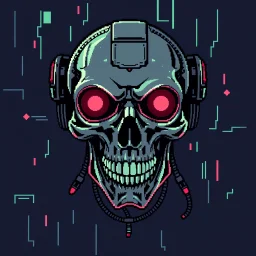 8 bit pixelart cyberpunk skull,servitor, Comic style