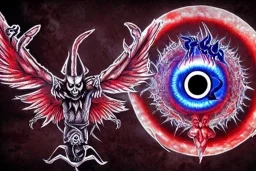 wings, freaky crazy evil eye with wings, laughing, flying, satan wings, dark, terror, horror