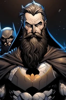 can you make a picture of batman, tyr and zeus again but batman not with beard