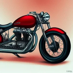 fullbody Drawing of Vintage classic style concept Motorcycle, retro design study, classic steel wheels, toned colors, art by cheryl kelley,16k