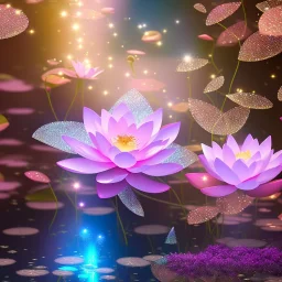 one big crystal subtle lotus in a galactic ambiance with a beautiful fairy, delicate colors, finely tuned detail, ultra high definition, 8 k, unreal engine 5, ultra sharp focus