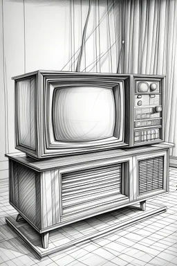 pencil drawing of television