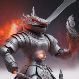 smooth hyper realistic, beautiful Japanese burning lava knight tiger robot in crown, pale colors, dark cosmos background, extremely sharp detail, finely tuned detail, ultra high definition, 8 k, unreal engine 5, ultra sharp focus, accurate sword wings, positive smile, lot of details, fit within portrait, Ambiance winter, perfect composition, perfect hair, perfect hands, finger up gestures