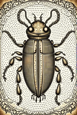 vintage, gothic, steampunk drawings of a beetle, sepia-toned