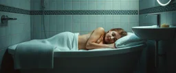 sossage sleeping in bathroom