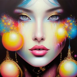 iv_a painting of a young woman, figurative art, an acrylic detailed painting, , brush strokes, paint drips and drabs and splatters by Harumi Hironaka, turquoise pink and yellow, james terrell art, trending on artstation, soft lines,intricate art by bastien lecouffe deharme and greg rutkowski