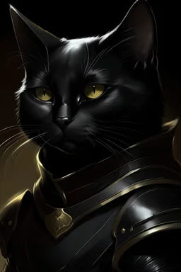 a potrait of a black cat knight
