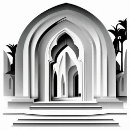 a gothic_arab gate:: Ancient stone temple with engraved runes:: by artist "Lygia Clark Pape", by artist "Tarsila do Amaral":: Cinematic lighting with shadows:: eye_level perspective::